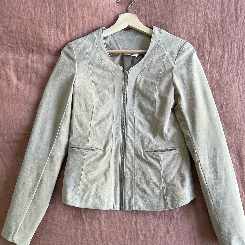 SUEDE JACKET - "Timeless Elegance: Tan Suede Leather Jacket (Size S)"